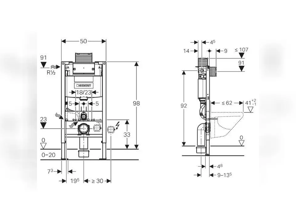 Geberit Montageelement Duofix Sp&uuml;lkasten BH=98cm Vorwandelement