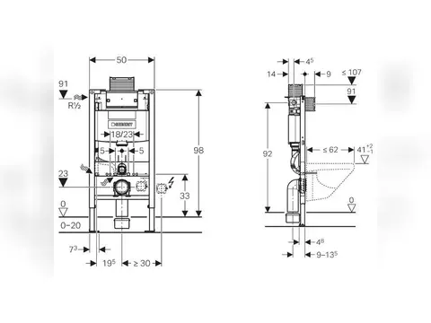 Geberit Montageelement Duofix Spülkasten BH=98cm...