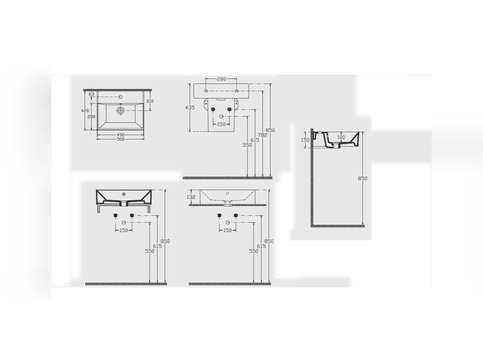 Waschbecken Aufsatzwaschtisch 50cm - Loft - KS.50B&sup2;