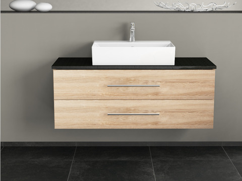 Flex Badmöbel 120, Eiche Gold, Keramik Waschbecken,...