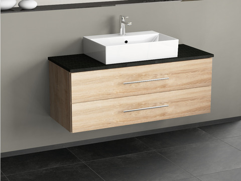 Flex Badmöbel 120, Eiche Gold, Keramik Waschbecken,...