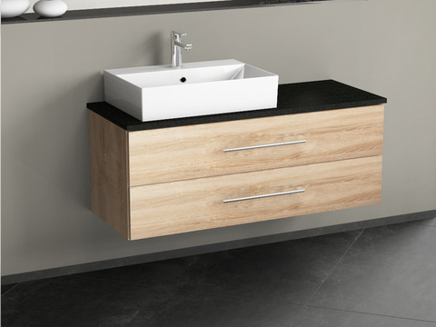 Flex Badmöbel 120, Eiche Gold, Keramik Waschbecken,...