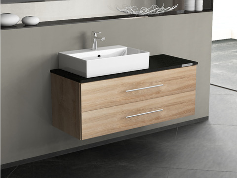 Flex Badmöbel 120, Eiche Gold, Keramik Waschbecken,...