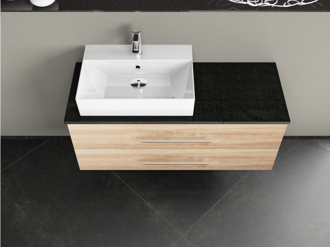 Flex Badmöbel 120, Eiche Gold, Keramik Waschbecken,...