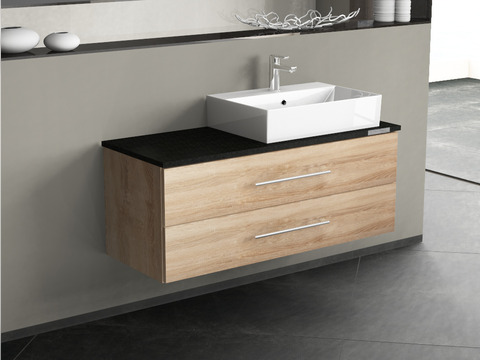 Flex Badmöbel 120, Eiche Gold, Keramik Waschbecken,...