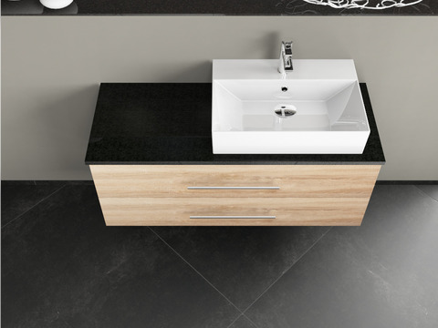 Flex Badmöbel 120, Eiche Gold, Keramik Waschbecken,...