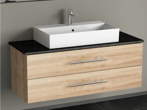 Flex Badmöbel 120, Eiche Gold, Keramik Waschbecken,...
