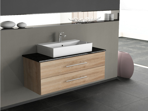 Flex Badmöbel 120, Eiche Gold, Keramik Waschbecken,...