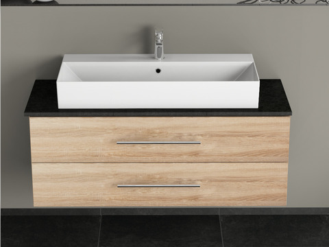 Flex Badmöbel 120, Eiche Gold, Keramik Waschbecken,...