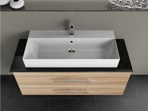 Flex Badmöbel 120, Eiche Gold, Keramik Waschbecken,...
