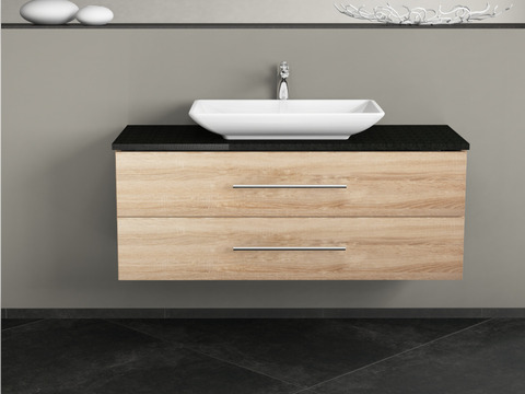 Flex Badmöbel 120, Eiche Gold, Keramik Waschbecken,...