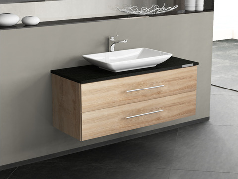 Flex Badmöbel 120, Eiche Gold, Keramik Waschbecken,...