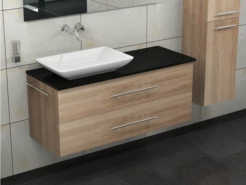 Flex Badmöbel 120, Eiche Gold, Keramik Waschbecken,...
