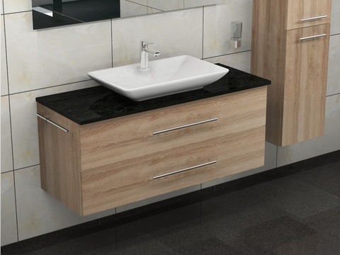 Flex Badmöbel 120, Eiche Gold, Keramik Waschbecken,...