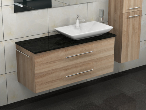 Flex Badmöbel 120, Eiche Gold, Keramik Waschbecken,...