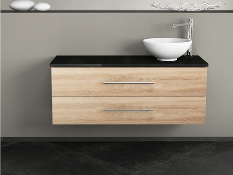 Flex Badmöbel 120, Eiche Gold, Keramik Waschbecken,...