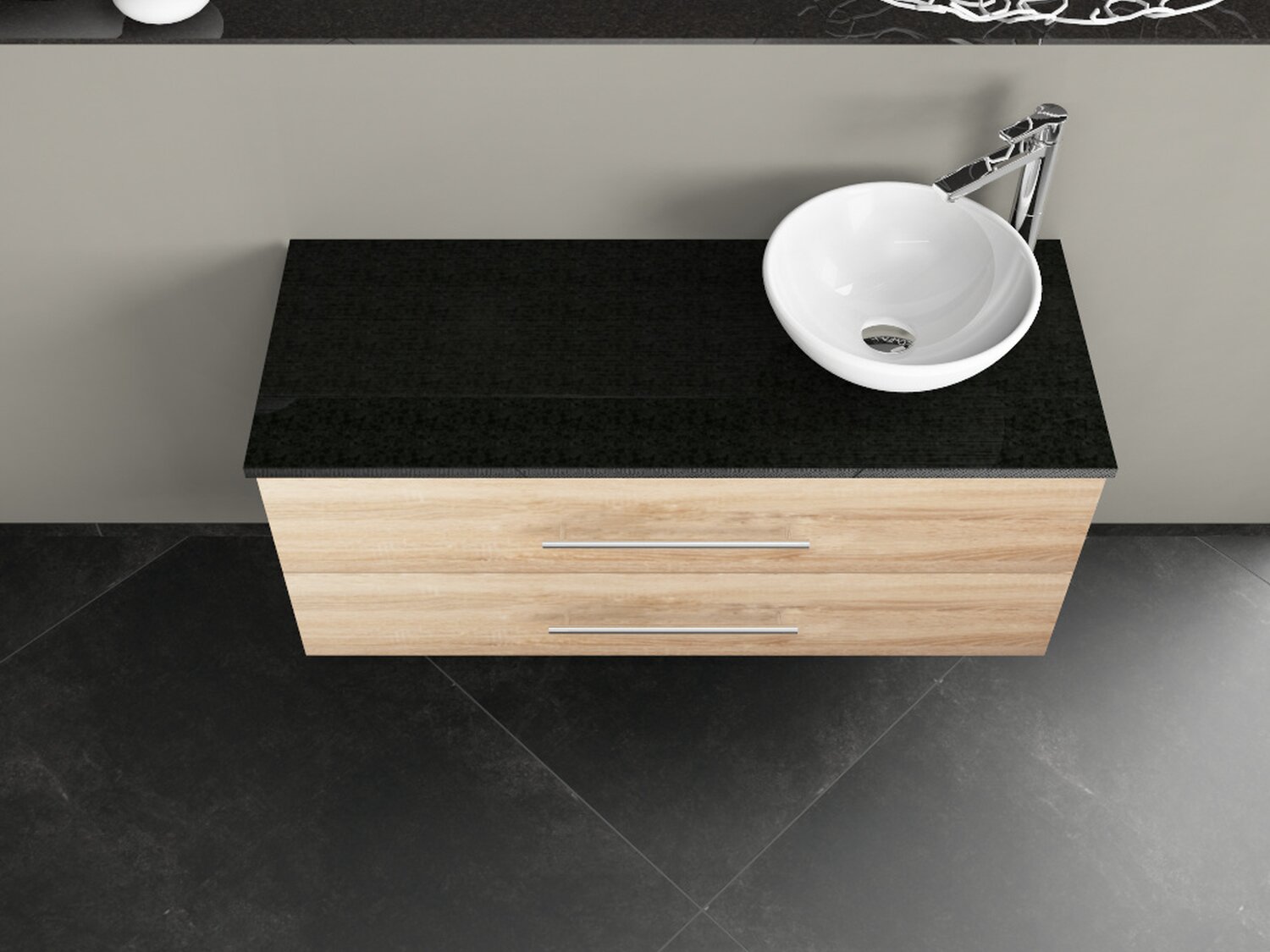 Flex Badm&ouml;bel 120, Eiche Gold, Keramik Waschbecken, Natursteinplatte