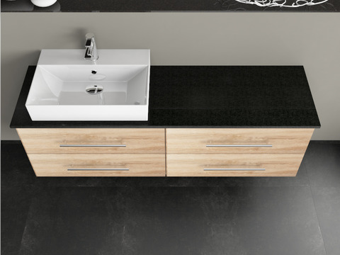 Flex Badmöbel 160, Eiche Gold, Keramik Waschbecken,...