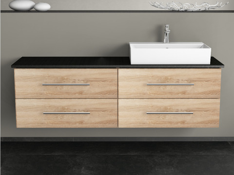 Flex Badmöbel 160, Eiche Gold, Keramik Waschbecken,...