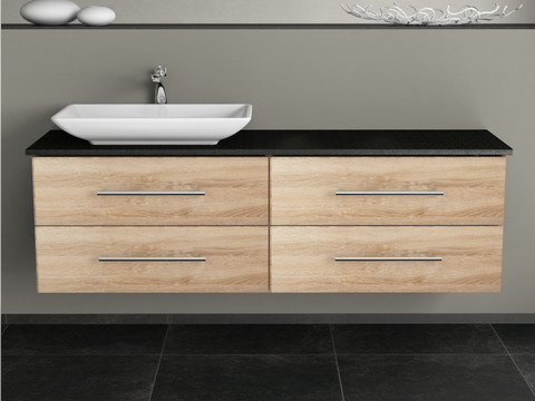 Flex Badmöbel 160, Eiche Gold, Keramik Waschbecken,...