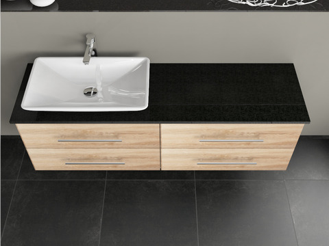 Flex Badmöbel 160, Eiche Gold, Keramik Waschbecken,...