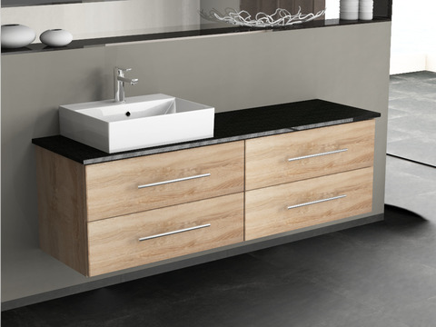 Flex Badmöbel 160, Eiche Gold, Keramik Waschbecken,...