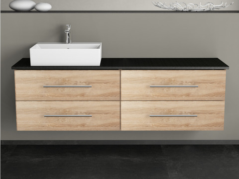 Flex Badmöbel 160, Eiche Gold, Keramik Waschbecken,...