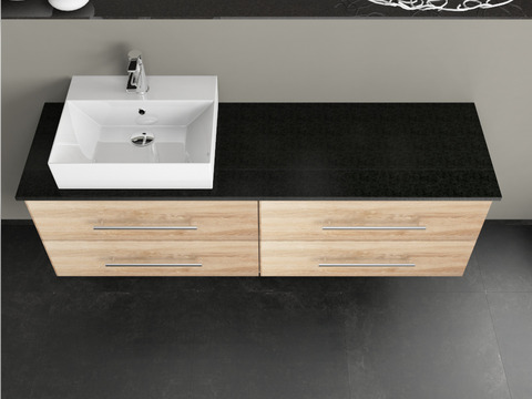 Flex Badmöbel 160, Eiche Gold, Keramik Waschbecken,...