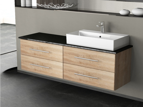 Flex Badmöbel 160, Eiche Gold, Keramik Waschbecken,...