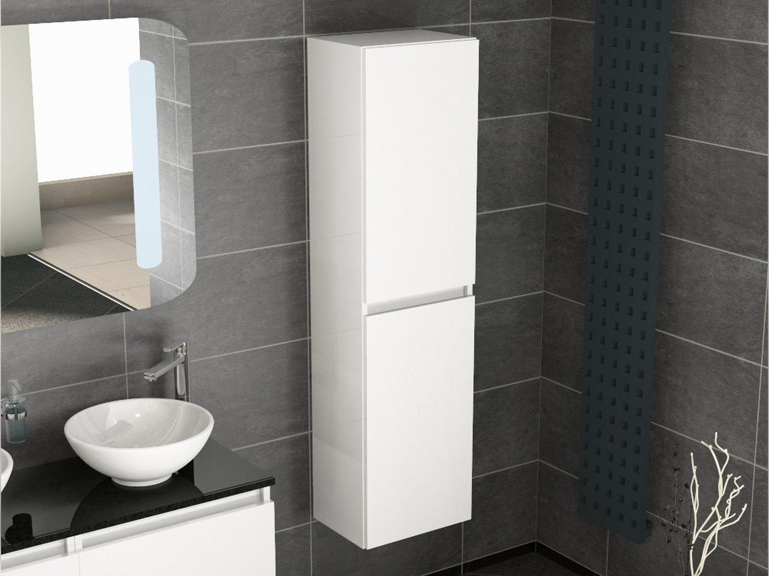 Aqua Bagno Seitenschrank Mia wei&szlig;, (400x1500x300mm)