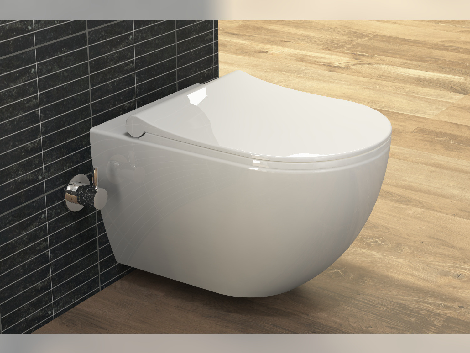 Wand Dusch WC Taharet - sp&uuml;lrandlos - mit Softclose Toiletten-Sitz - Bidet - Keramik - 10.32.10.01.KT