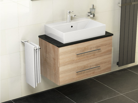 Flex Badmöbel 80, Eiche Gold, Keramik Waschbecken,...