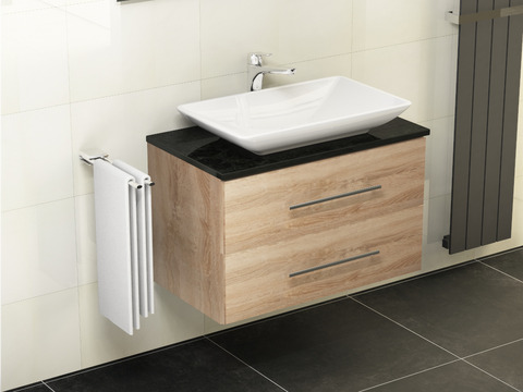 Flex Badmöbel 80, Eiche Gold, Keramik Waschbecken,...