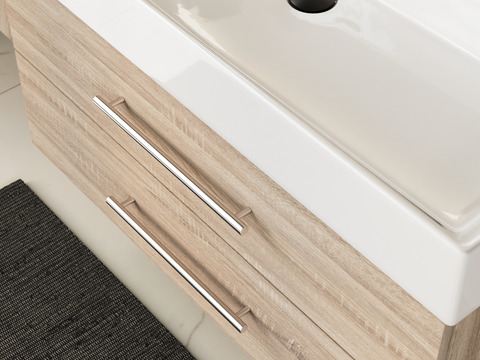Flex Badmöbel 100, Eiche Gold, Keramik Waschbecken
