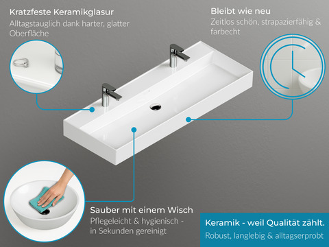 Flex Badmöbel 120, Eiche Gold, Keramik Waschbecken