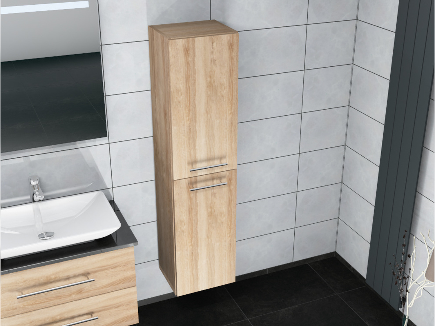 Aqua Bagno Seitenschrank Flex Serie Eiche Gold, (350x1400x300mm)