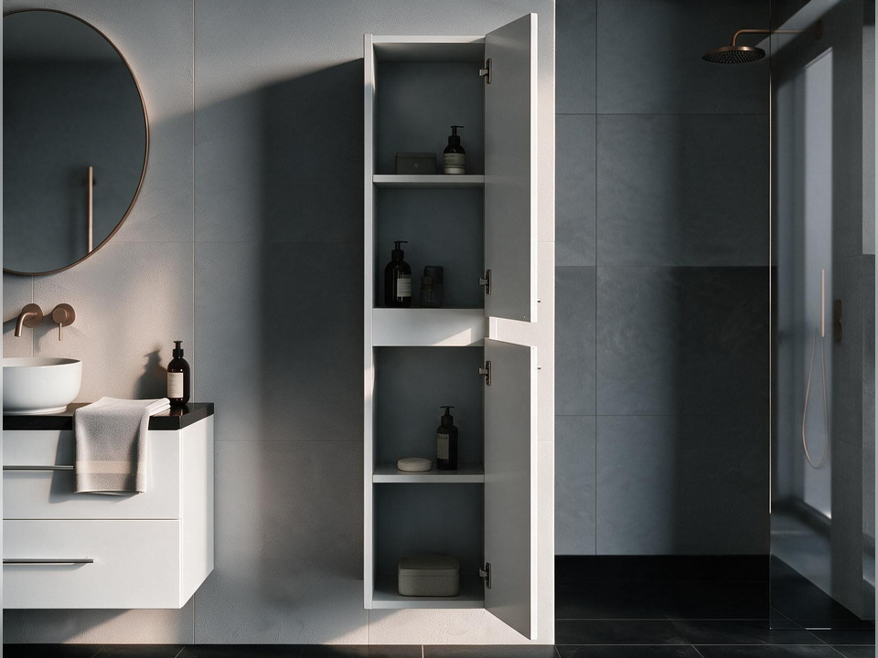 Aqua Bagno Seitenschrank Flex Serie wei&szlig; hochglanz lackiert, (350x1400x300mm)