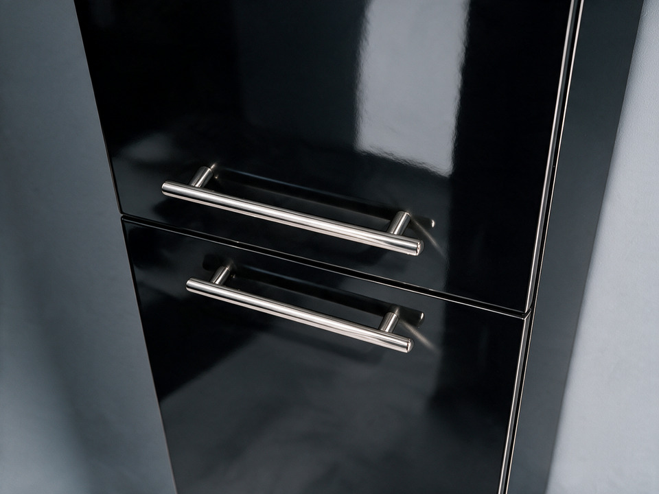 Aqua Bagno Seitenschrank Flex Serie schwarz hochglanz lackiert, (350x1400x300mm)