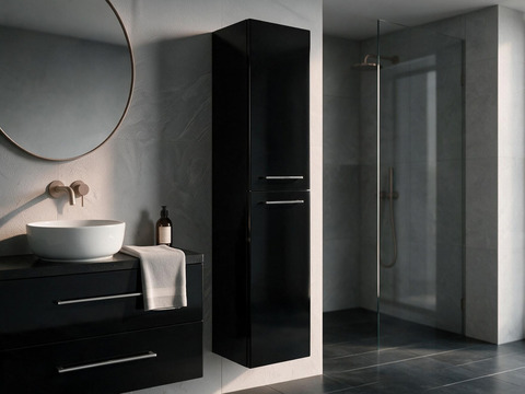 Aqua Bagno Seitenschrank Flex Serie schwarz hochglanz...