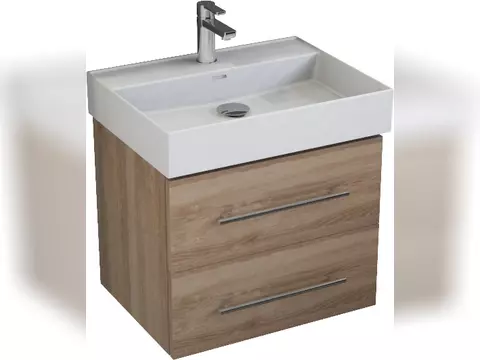 Flex Badmöbel 60, Eiche Gold, Keramik Waschbecken