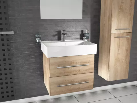 Flex Badmöbel 60, Eiche Gold, Keramik Waschbecken