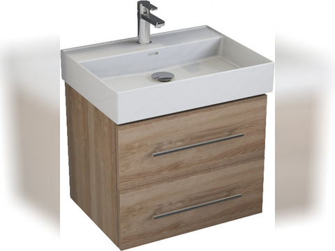 Flex Badmöbel 60, Eiche Gold, Keramik Waschbecken