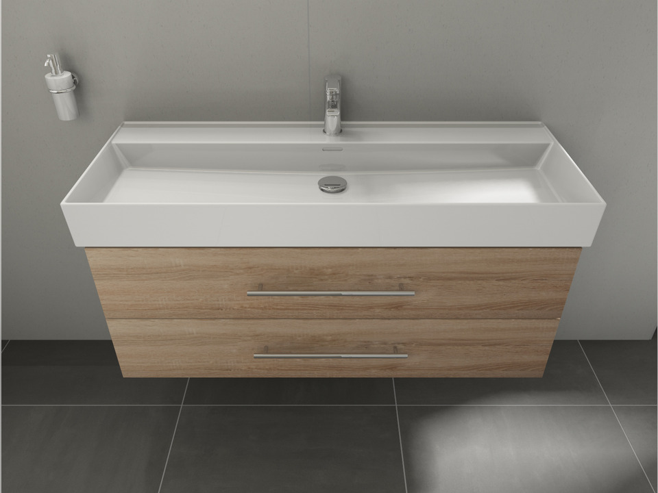 Flex Badm&ouml;bel 120, Eiche Gold, Keramik Waschbecken