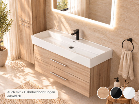 Flex Badmöbel 120, Eiche Gold, Keramik Waschbecken