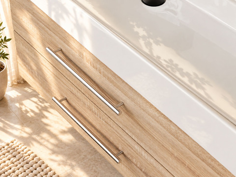 Flex Badmöbel 120, Eiche Gold, Keramik Waschbecken
