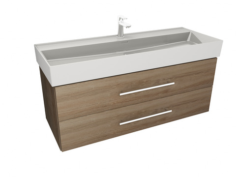 Flex Badmöbel 120, Eiche Gold, Keramik Waschbecken