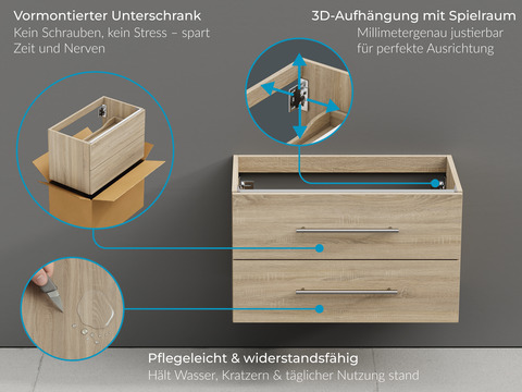 Flex Waschtischunterschrank 100, Eiche Gold