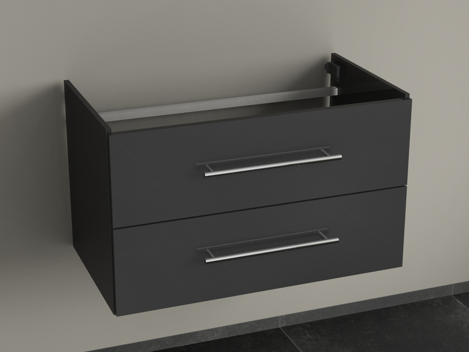 Flex Waschtischunterschrank 80, Schwarz Hochglanz Lackiert