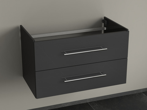 Flex Waschtischunterschrank 80, Schwarz Hochglanz Lackiert