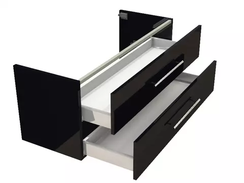 Flex Waschtischunterschrank 120, Schwarz Hochglanz Lackiert